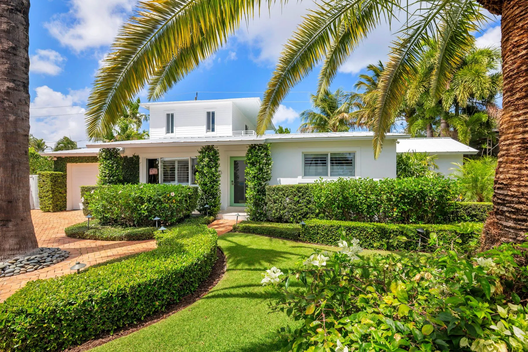 Front of house through palms